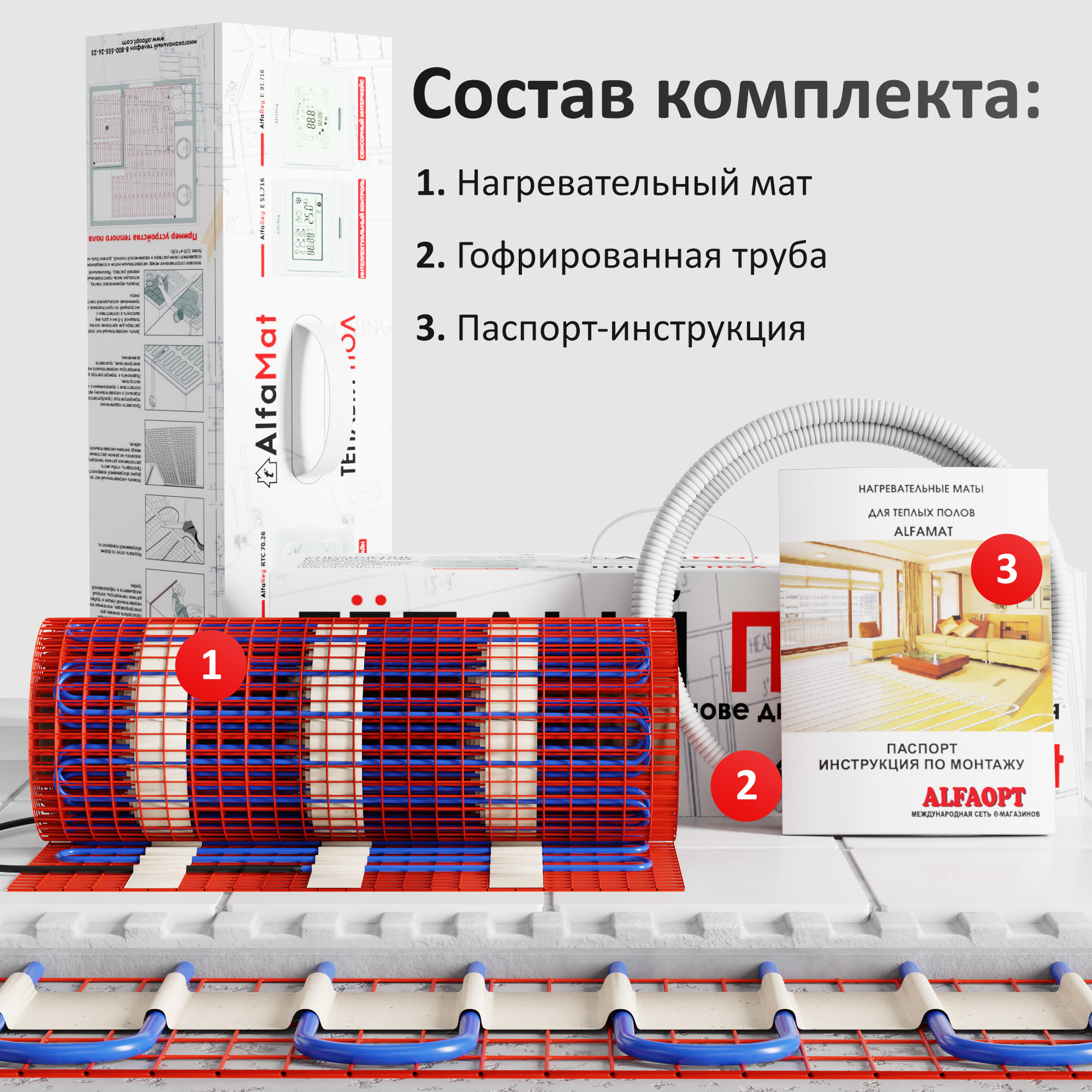AlfaMat-150 (9,0 м²) нагревательный мат для теплого пола