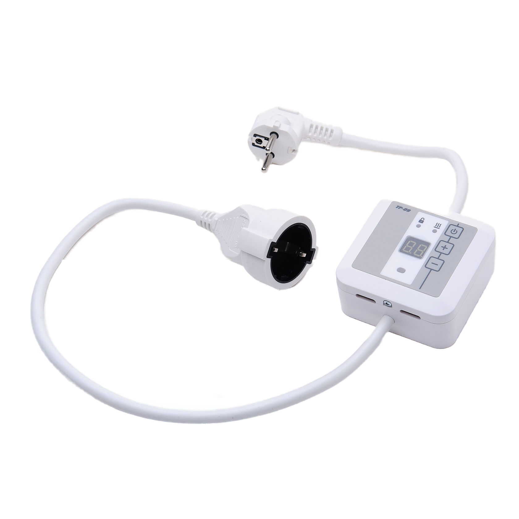 Эрголайт ТР-09Р терморегулятор для обогревателей на проводе с вилкой и розеткой, белый Эрголайт ТР-09Р терморегулятор для обогревателей на проводе с вилкой и розеткой, белый