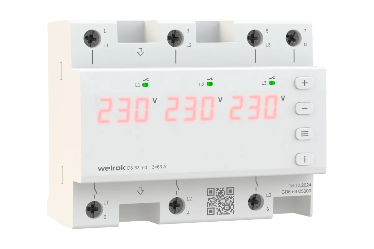 Welrok D6-63 red  реле напряжения