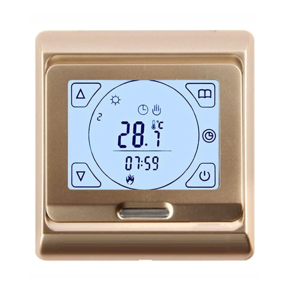 AlfaReg E-91.716 терморегулятор для теплого пола программируемый сенсорный, 16A, золотистый