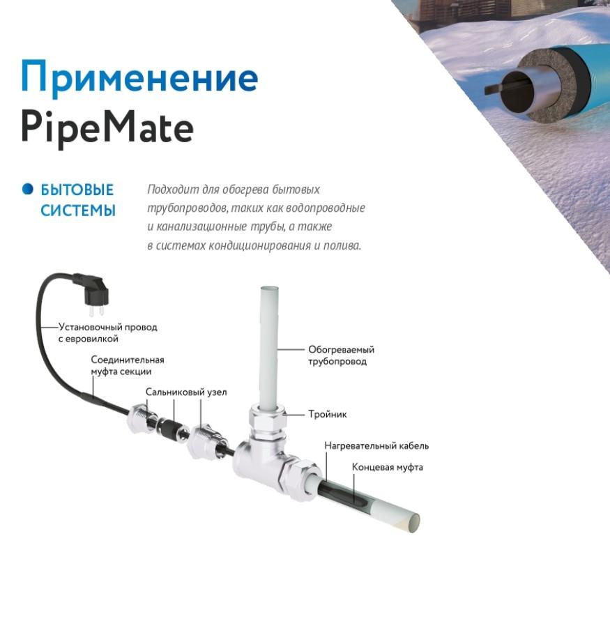 PipeMate 10Вт/м 20м комплект саморегулирующегося греющего кабеля
