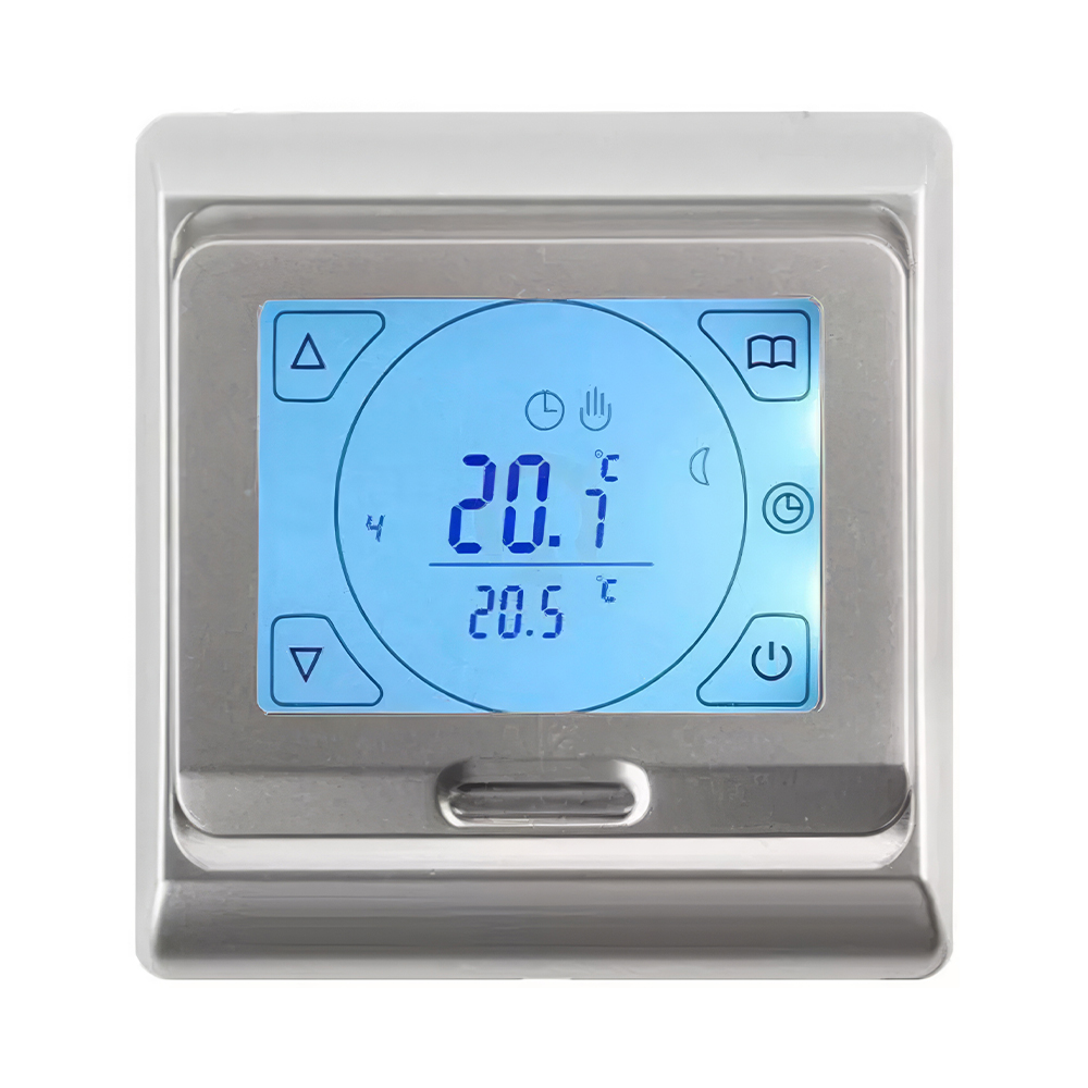 AlfaReg E-91.716 терморегулятор для теплого пола программируемый сенсорный, 16A, серебристый