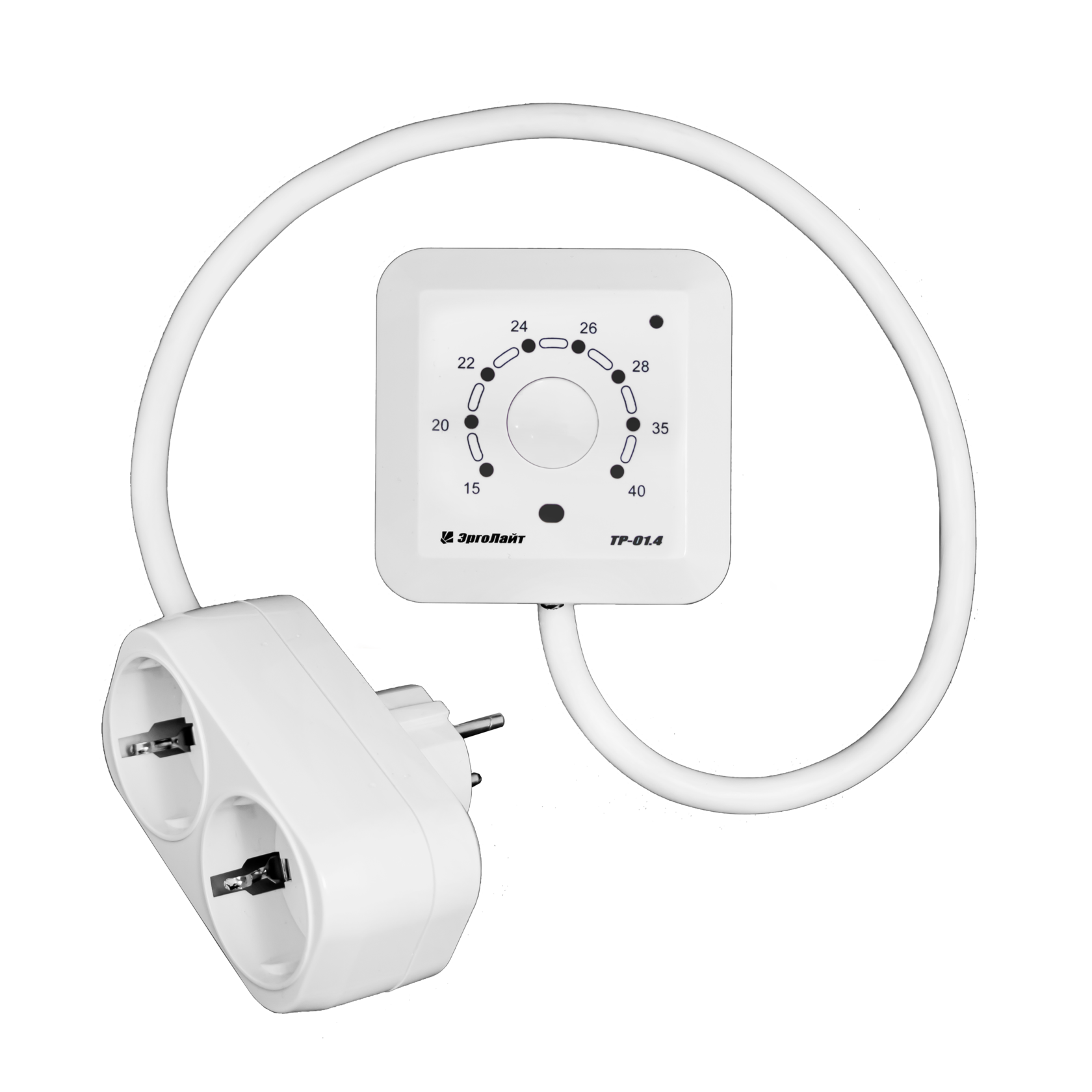 Эрголайт ТР-01.4РВ терморегулятор для обогревателей на проводе с разветвителем