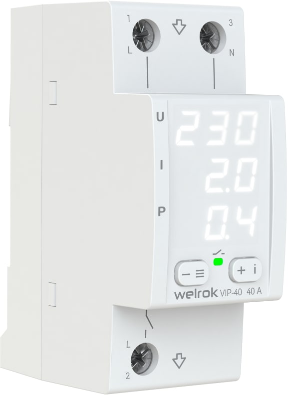 Welrok VIP-40 реле напряжения с контролем тока и мощности