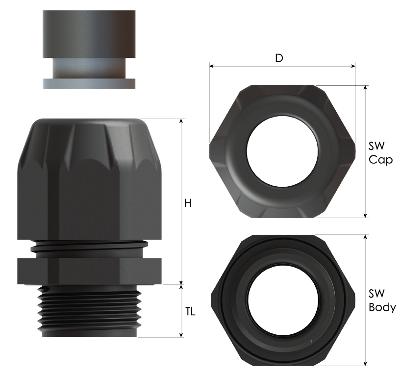 Bimed EHIBM-XEU25-S кабельный ввод для небронированного кабеля, пластик