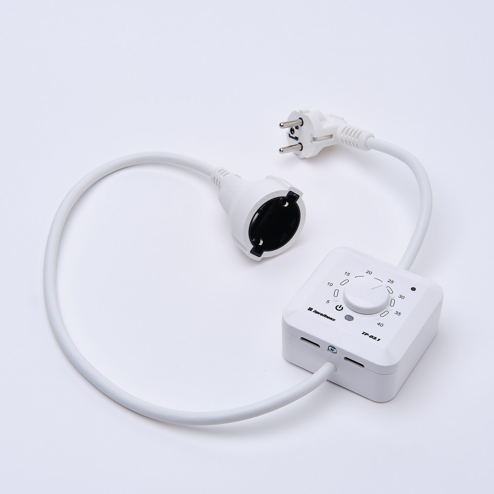 Эрголайт ТР-03.2Р терморегулятор для обогревателей на проводе, белый