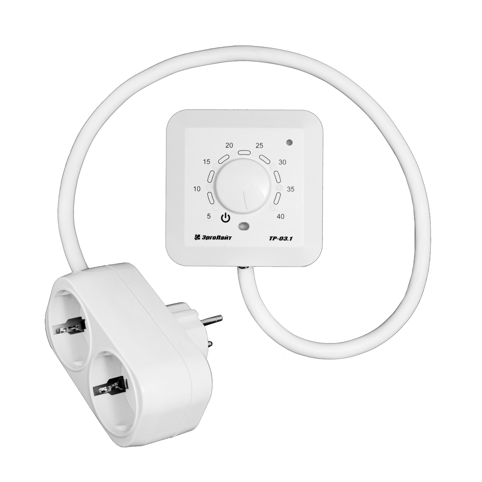 Эрголайт ТР-03.1РВ терморегулятор для обогревателей на проводе с разветвителем