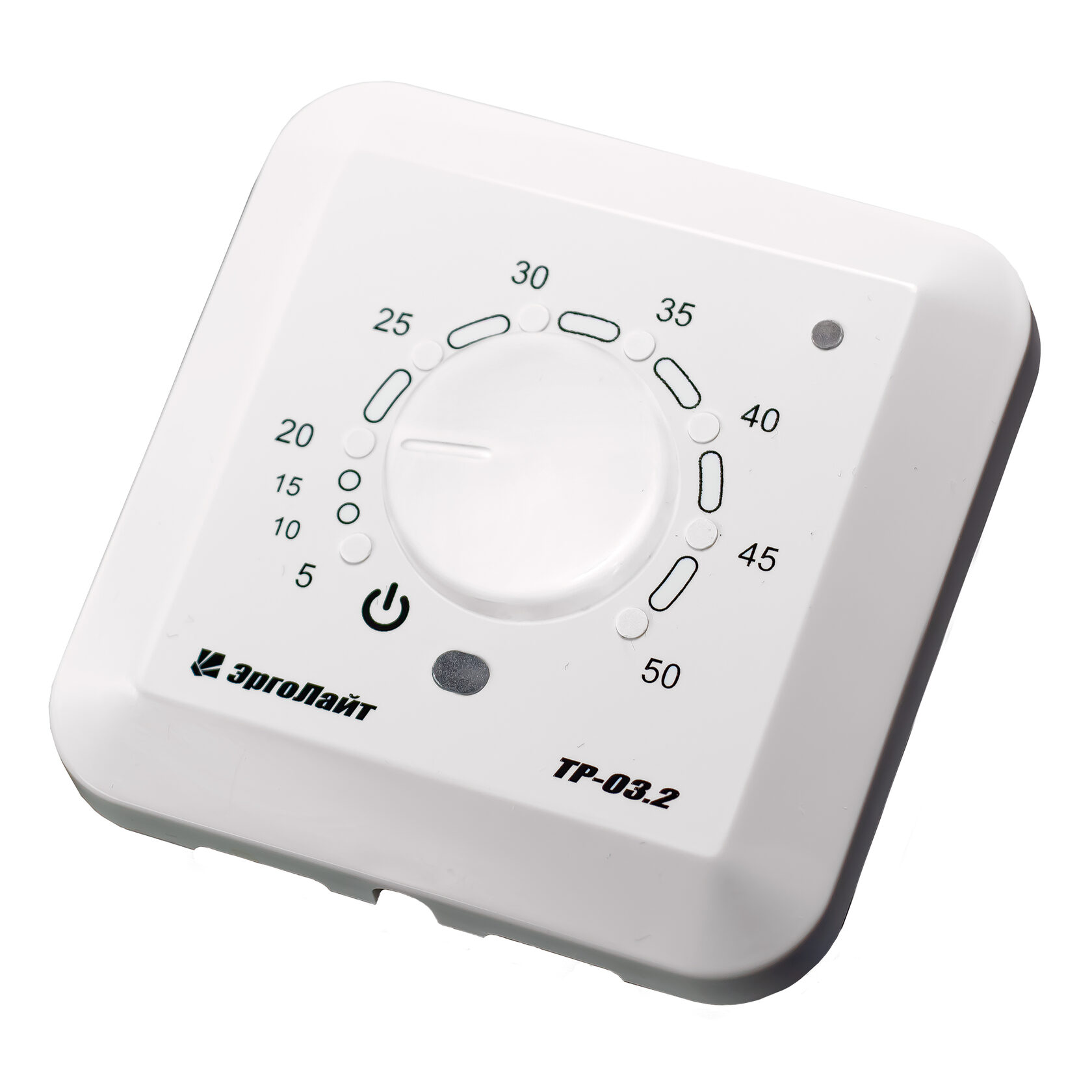 Эрголайт ТР-03.2В терморегулятор для теплого пола встраиваемый с датчиком воздуха, белый