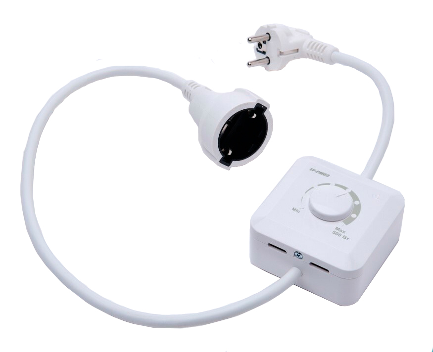 ТР-РМ-03Р регулятор мощности на проводе с вилкой и розеткой, черный