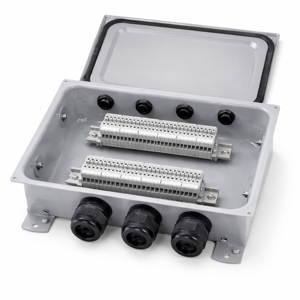 КЗНС-48-02 IP65 У1 коробка (MG20-4, MG32-1, MG40-2, c заглуш.-4, отв. d32 c заглш.-1, ЗНИ4-48)