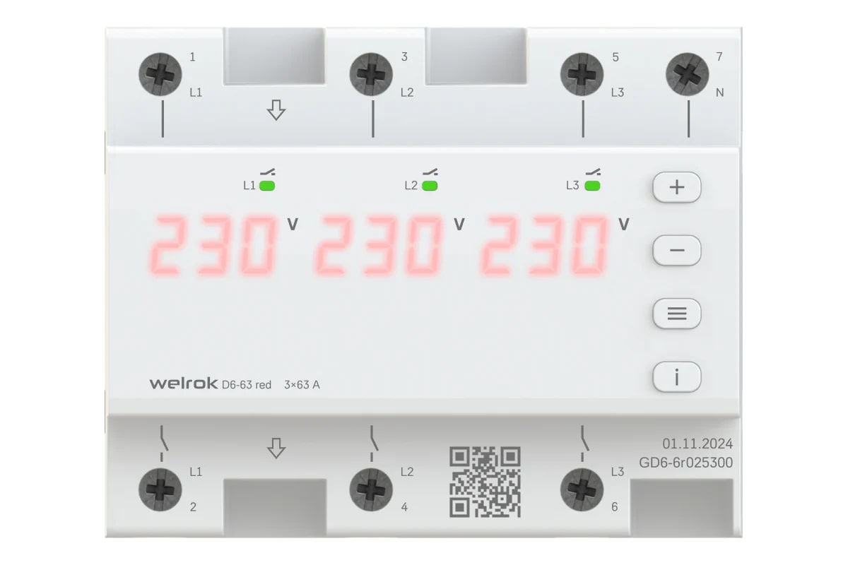 Welrok D6-63 red  реле напряжения