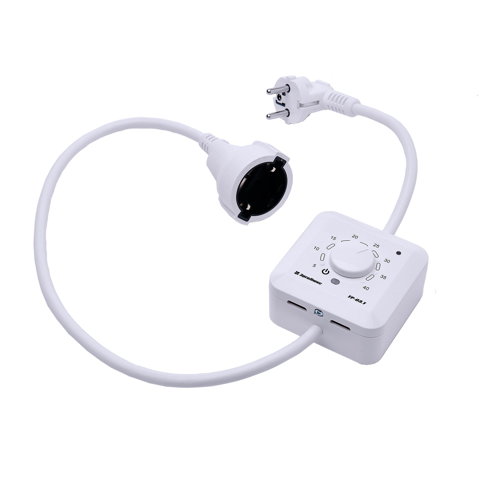 Эрголайт ТР-03.2Р терморегулятор для обогревателей на проводе, белый