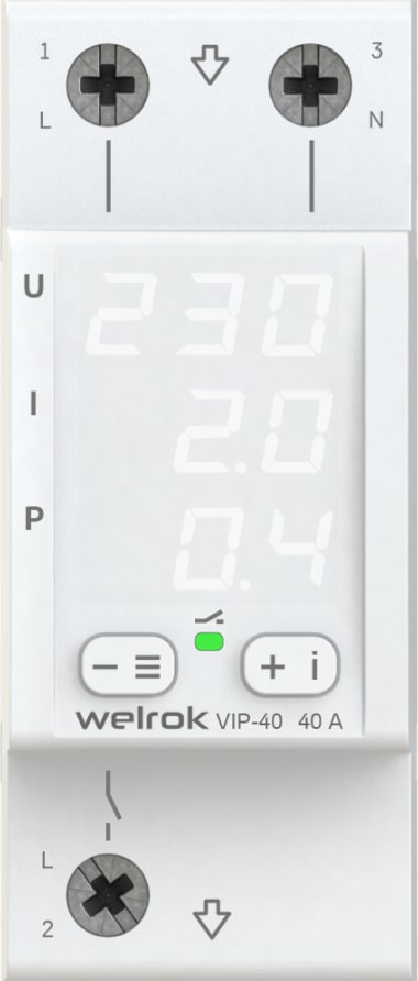 Welrok VIP-40 реле напряжения с контролем тока и мощности