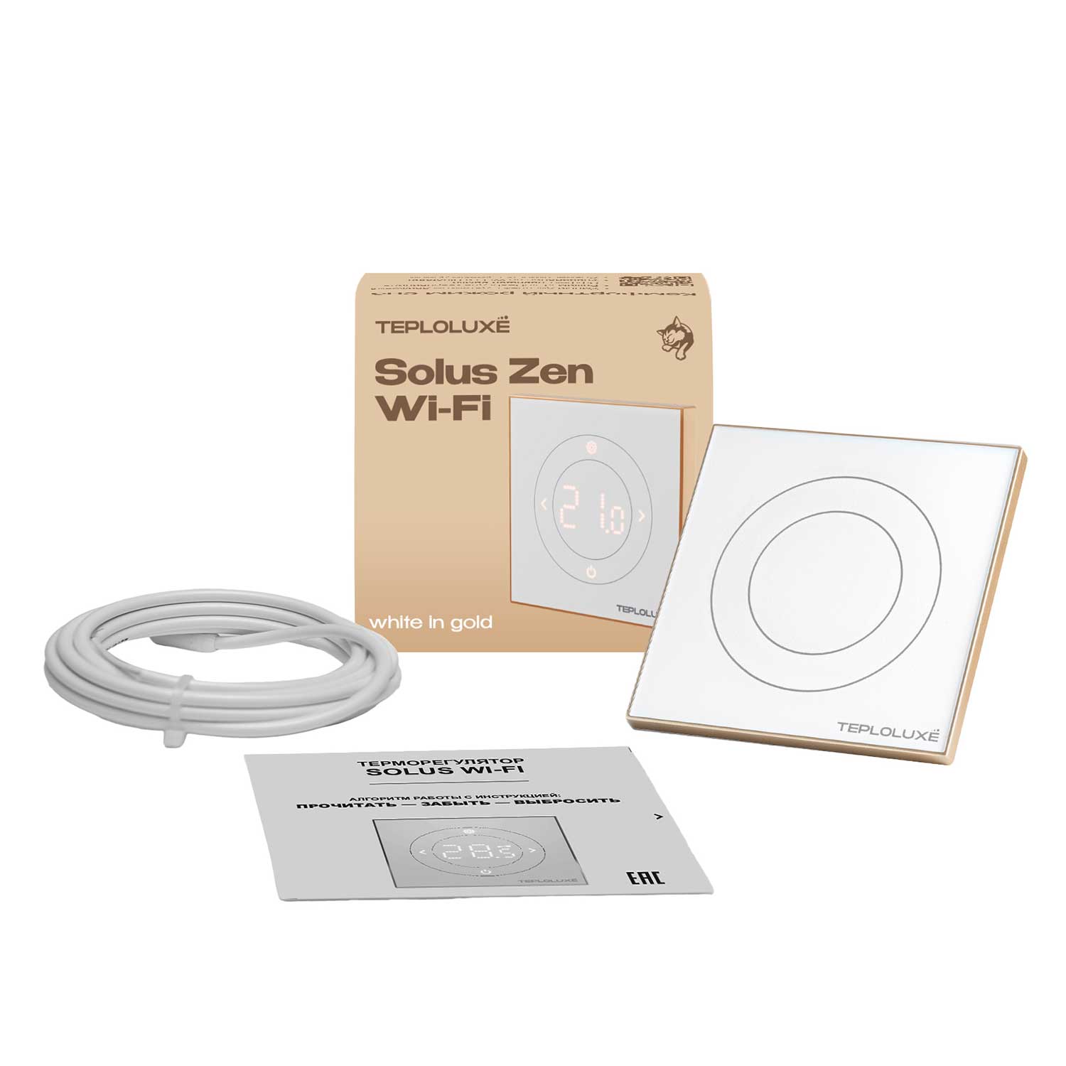 Теплолюкс Solus Zen Wi-Fi терморегулятор для теплого пола, белый/золото