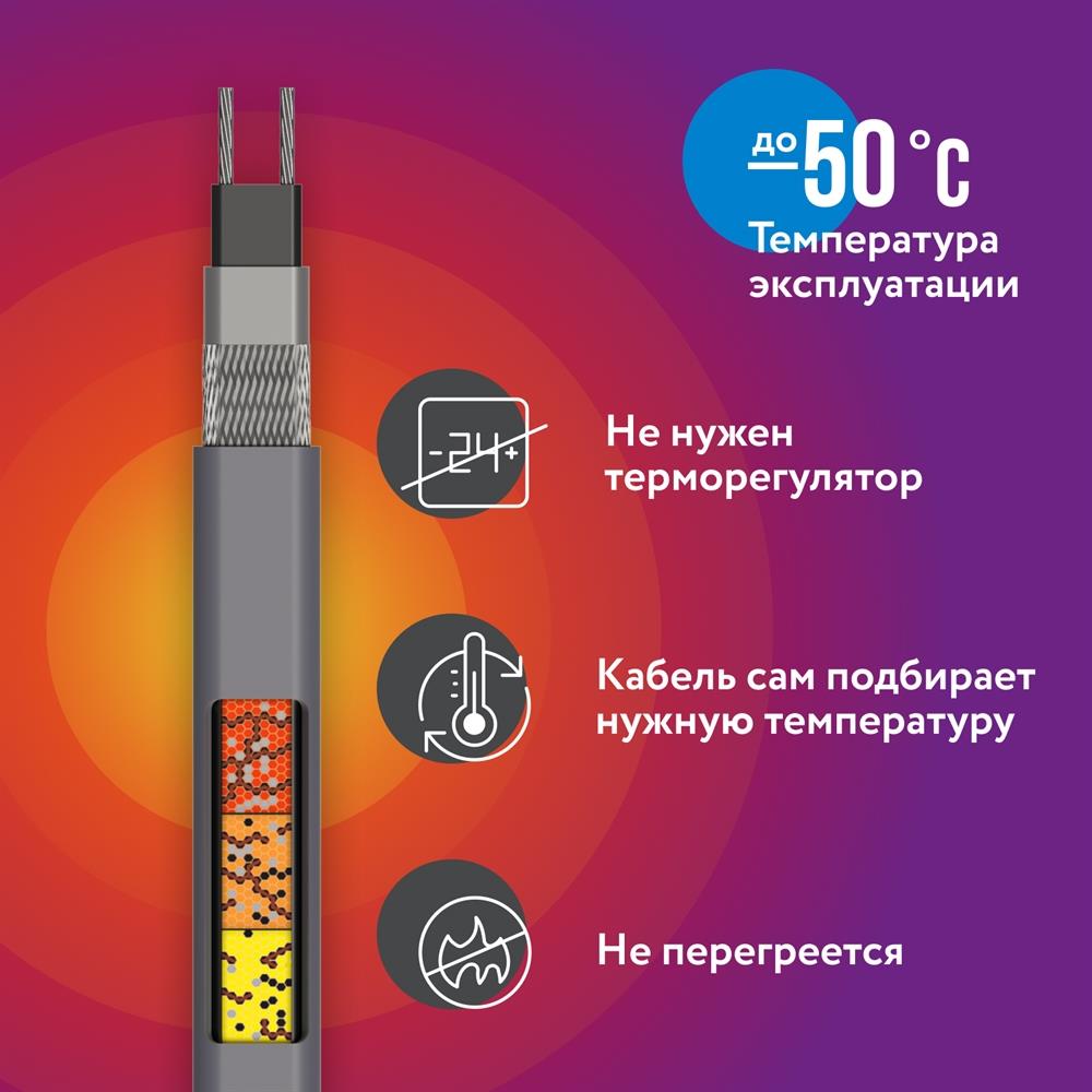 RoofMate 30Вт/м 05м комплект саморегулирующегося греющего кабеля